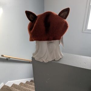 Brown Kids Beret with Ears